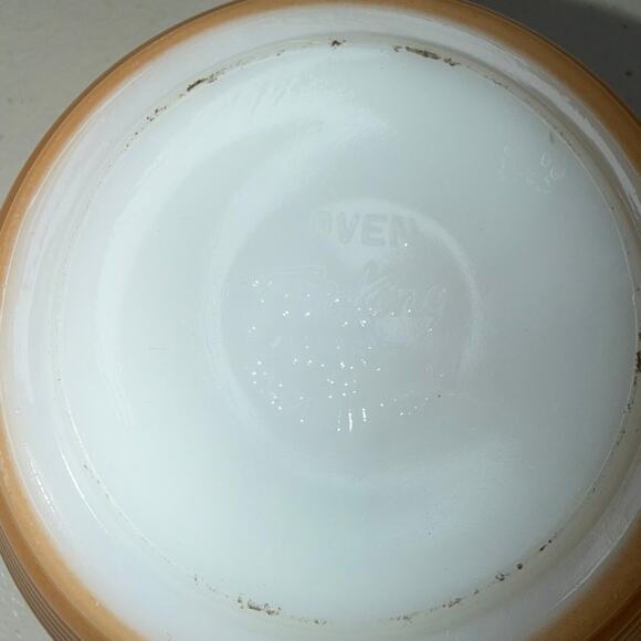 Vintage Fire King Peach Luster Beehive Ovenware Handled Soup Bowl Anchor Hocking - Picture 5 of 8